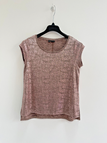 Body Flirt Top Lurex Metallic T-Shirt Pink Rose Gold SMALL / UK 10-12 -NEW