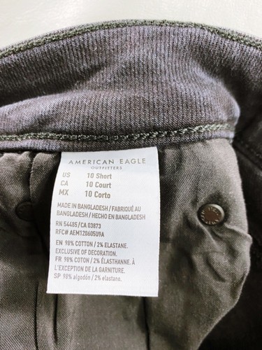 American Eagle Womens Super Stretch Wide Leg Crop Jeans Size 10 Black Button Up - Picture 6 of 10