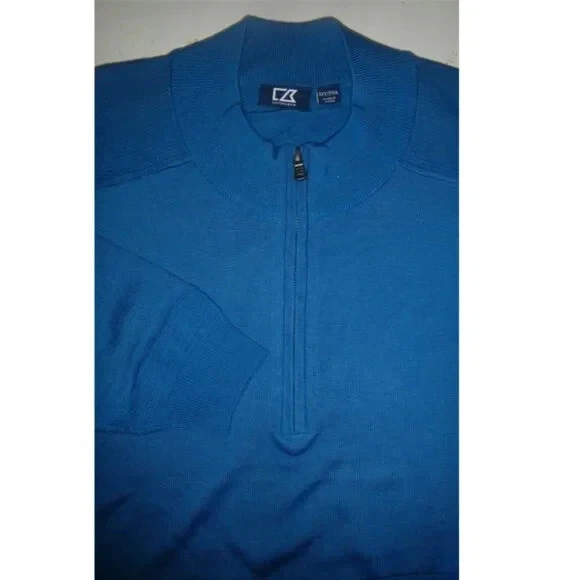 Nuevo sin etiquetas Suéter Azul Acrílico Lana Merino 2XB 1/4 Cortador de Cremallera y Buck Para Hombre Precio de venta sugerido por el fabricante $168 Foto 2 de 4