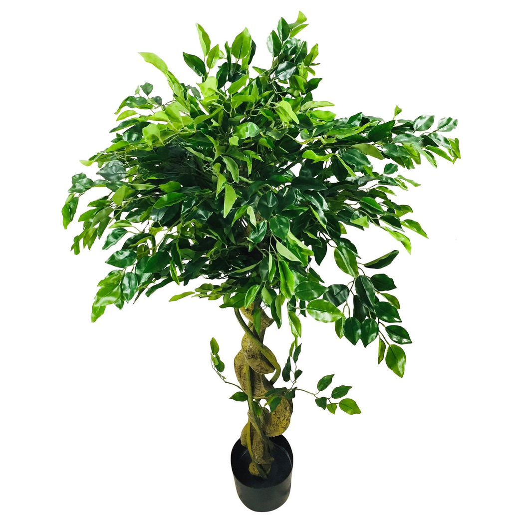 Artificial Ficus Tree With Twisted Trunk Fake Plant Potted Indoor