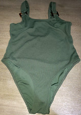 H M womens 1 PC SWIM SWIMMING SUIT size medium TEXTURED GREEN FABRIC SUPER CON