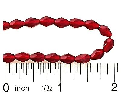 50 Light Garnet Red Preciosa Czech Glass 7x5mm Teardrop Fire