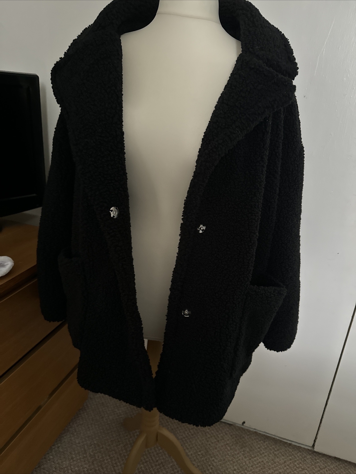 Dorothy Perkins Black Teddy Fleece Jacket Size XL eBay