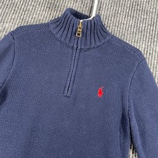 Polo Ralph Lauren Sweatshirt Pullover Youth Boys Size 5 Blue Knit 1/4 Zip Mock