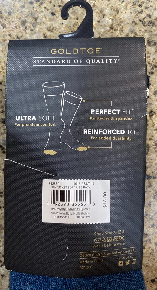 NWT Gold Toe Men's Nantucket Crew Socks (3 Pairs) Dress Socks - Image 4 of 4