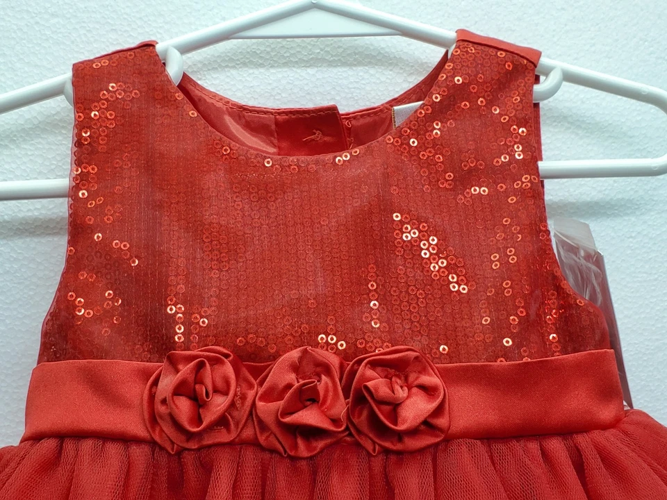 Vestido de festa casamento Savannah meninas vermelho em camadas longo 12 M bebê dia dos namorados novo com etiquetas - Imagem 2 de 4