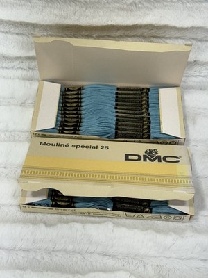 #597 Blue DMC Mouline Special 25 Embroidery Floss 8M Lot of 24 Vintage