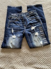 NWT DISTRESSED BLUE DENIM BKE CONNER BOOTCUT JEANS SIZE 12 STRETCH WOMENS
