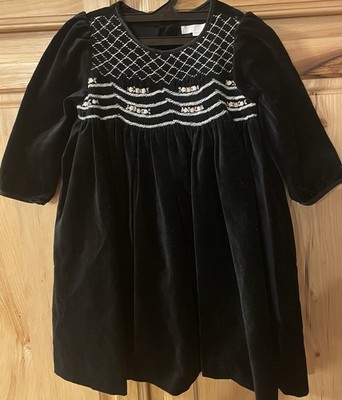 JANIE AND JACK TODDLER GIRLS 12-18 MOS BLACK VELVET L/S DRESS NWT