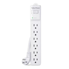 6-Outlet Surge Protector with 8 Ft. Cord, White
