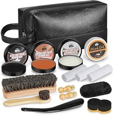 Shoe Shine Kit for Men  Women, 16Pcs Black Shoe Polish Kit for Leather Footwear