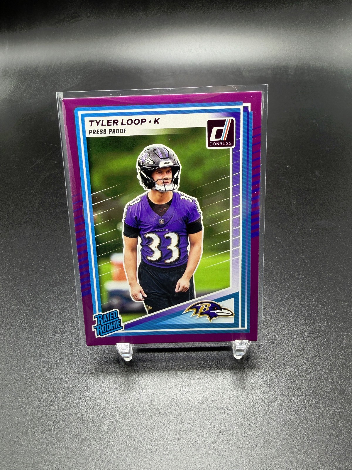 Tyler Loop Rated Rookie Purple Press Proof 2025 Donruss #382 Baltimore Ravens RC