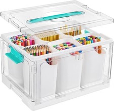 24 QT Clear Plastic Craft Organizer W/ 6 Detachable Inserts Art Supply Tool