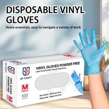 Disposable Vinyl Gloves Food Safe Latex-Free Powder-Free Blue Plastic