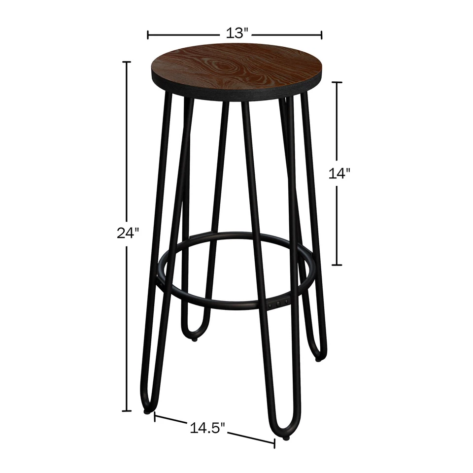 24 Inch Bar Stools Backless Barstools Hairpin Legs Wood Seat 2 Pc - Image 2 of 4