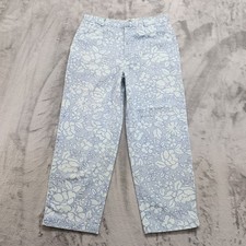 Vintage 90s Dockers Pants Womens 10 Blue Floral Crop Chino Casual Classic Recode