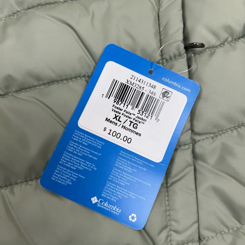 Columbia Foster Falls Omni-Shield Full-Zip Puffer Jacket Mens Size XL Green $100 - Image 2 of 4