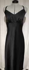 Black Satin Sofia Slip Dress Size XL Shirring and Adjustable Straps Pre-owned.