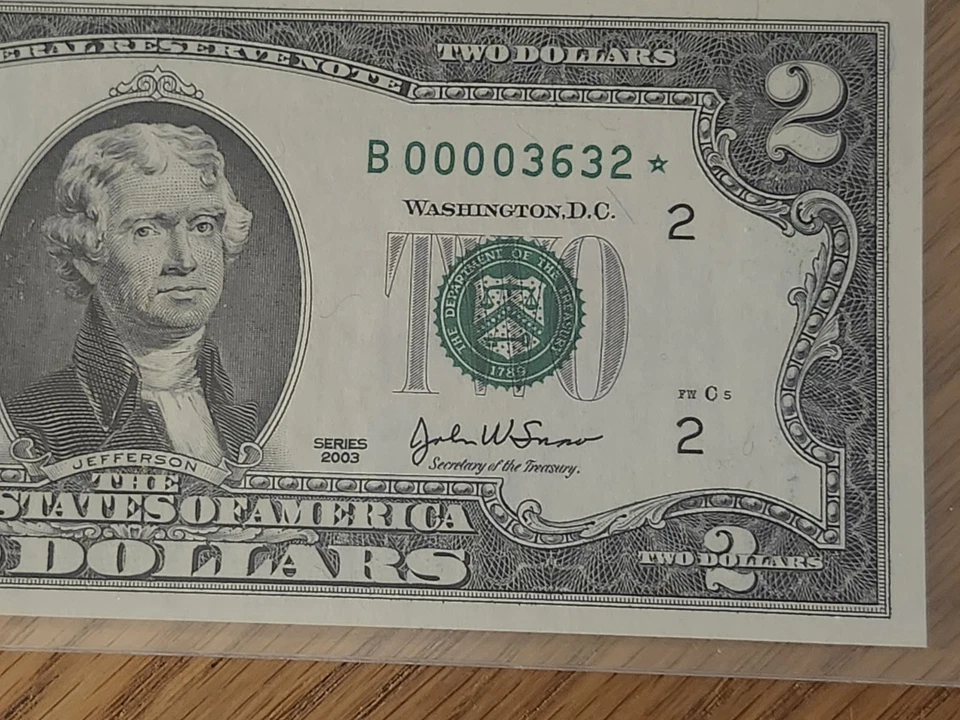 2003 $2 "STAR NOTE PCGS CERTIFIED 64 B00003632* NEW YORK DISTRICT LOW SERIAL  - Image 3 of 4