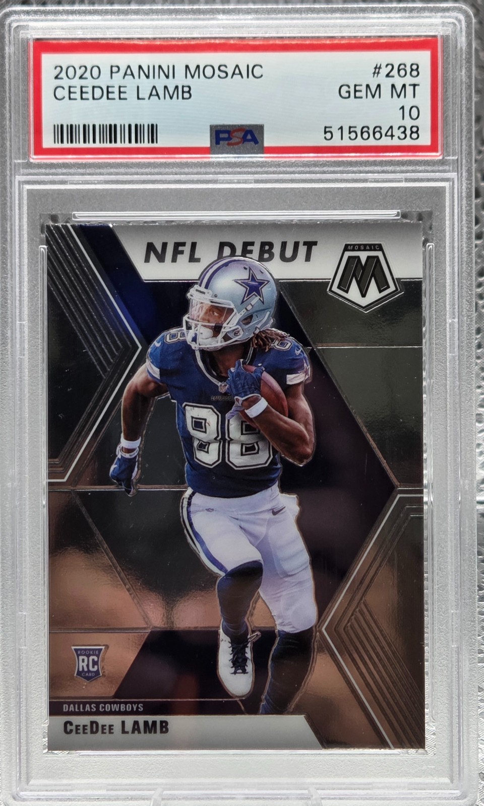 2020 Mosaic Cowboys Star ~ CEEDEE LAMB Rookie RC Football Card PSA 10 GEM MINT view 1