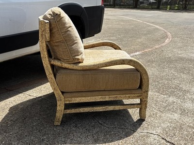 Ficks Reed Split Reed Rattan Wicker Chair W/ Ottoman MidCentury