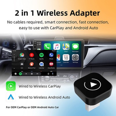 2in1 Wireless CarPlay Dongle Wireless Android Auto Adapter AI Smart Box Car