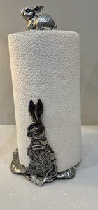 Arthur Court Bunny Rabbit Paper Towel Holder Aluminum Easter Kitchen Decor 13”