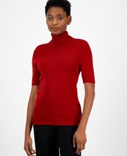 Anne Klein Petite Solid Half-Sleeve Turtleneck Sweater SZ PXS NWT