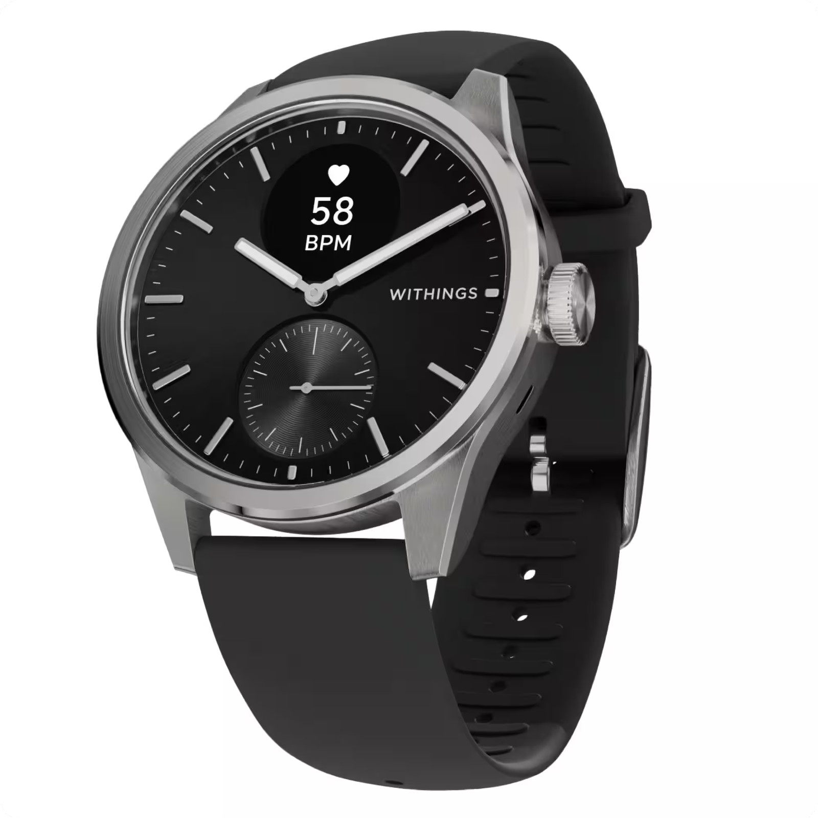 Withings - ScanWatch 2 - Heart Health Hybrid Smartwatch - 42mm - Black/Silver...