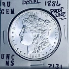 1886 BU GEM MORGAN SILVER DOLLAR UNC MS+++ U.S. MINT RARE COIN 7131