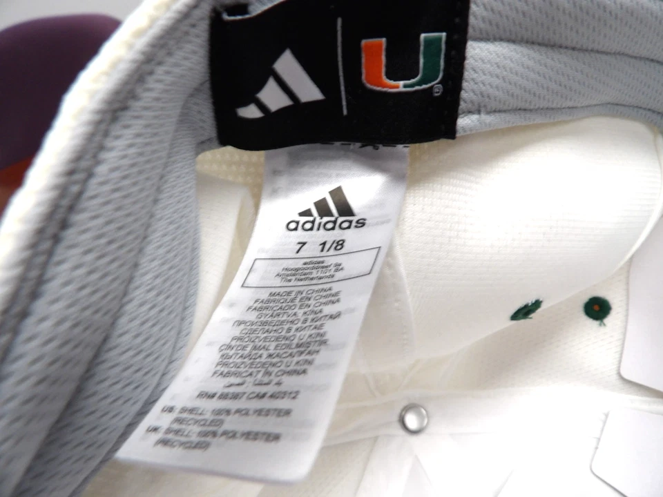 NEW ADIDAS NCAA MIAMI HURRICANES FITTED HAT SIZE 7 1/8 - Image 4 of 4
