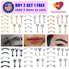 10pcs Surgical Steel Body Piercing Kit Lip Eyebrow Labret Septum Belly 16G