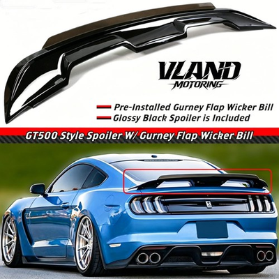 #ad #ad GT500 Style Rear Spoiler W Smoke Gurney Flap For 2015 2023 Ford Mustang Black $82.72