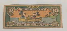 Lucky Bucks Play Money 1930's Disney Mickey Mouse Minnie Mouse