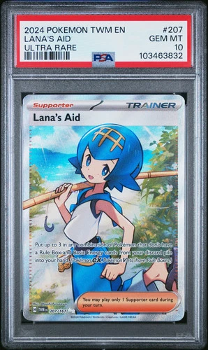2024 POKEMON TWM EN-TWILIGHT MASQUERADE #207 LANA'S AID ULTRA RARE PSA 10