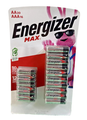 Energizer Max (20) AA & (16) AAA Pack Batteries Factory Sealed *NEW EXP 12/2040*