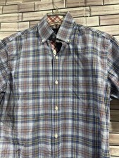 Taylorbyrd Collection Mens M shirt ButtonShirt Short Sleeves Blue plaid cotton