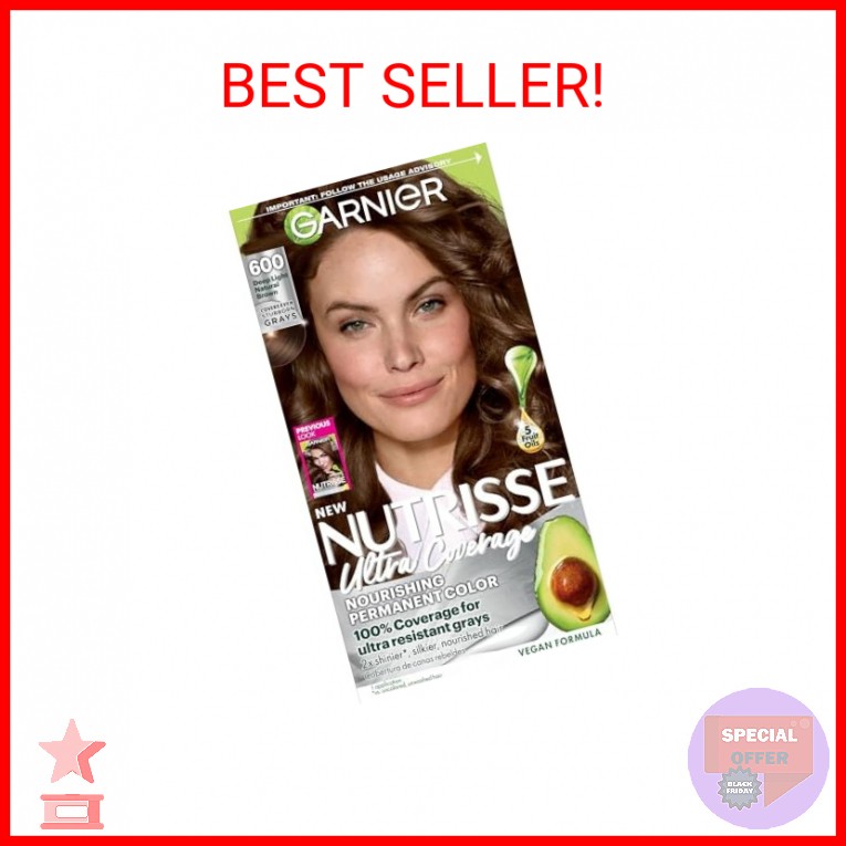 Garnier Nutrisse Ultra Coverage Hair Color, Permanent Hair Dye for Up to 8 Weeks