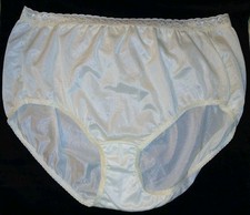 Vintage Hanes White Satin Nylon Silky Floral Brief Granny Sissy Panties XL EUC