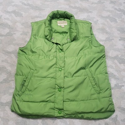 Cabela's Vest Mens Medium Green Goose Down Pockets Snap Up Sleeveless