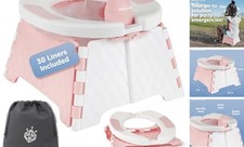 Portable Potty Training Chair with Travel Bag and 30 Liners, Foldable, Pink