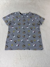 Official Looney Tunes T-Shirt Youth Size M Gray All Over Print Bugs Bunny 231 