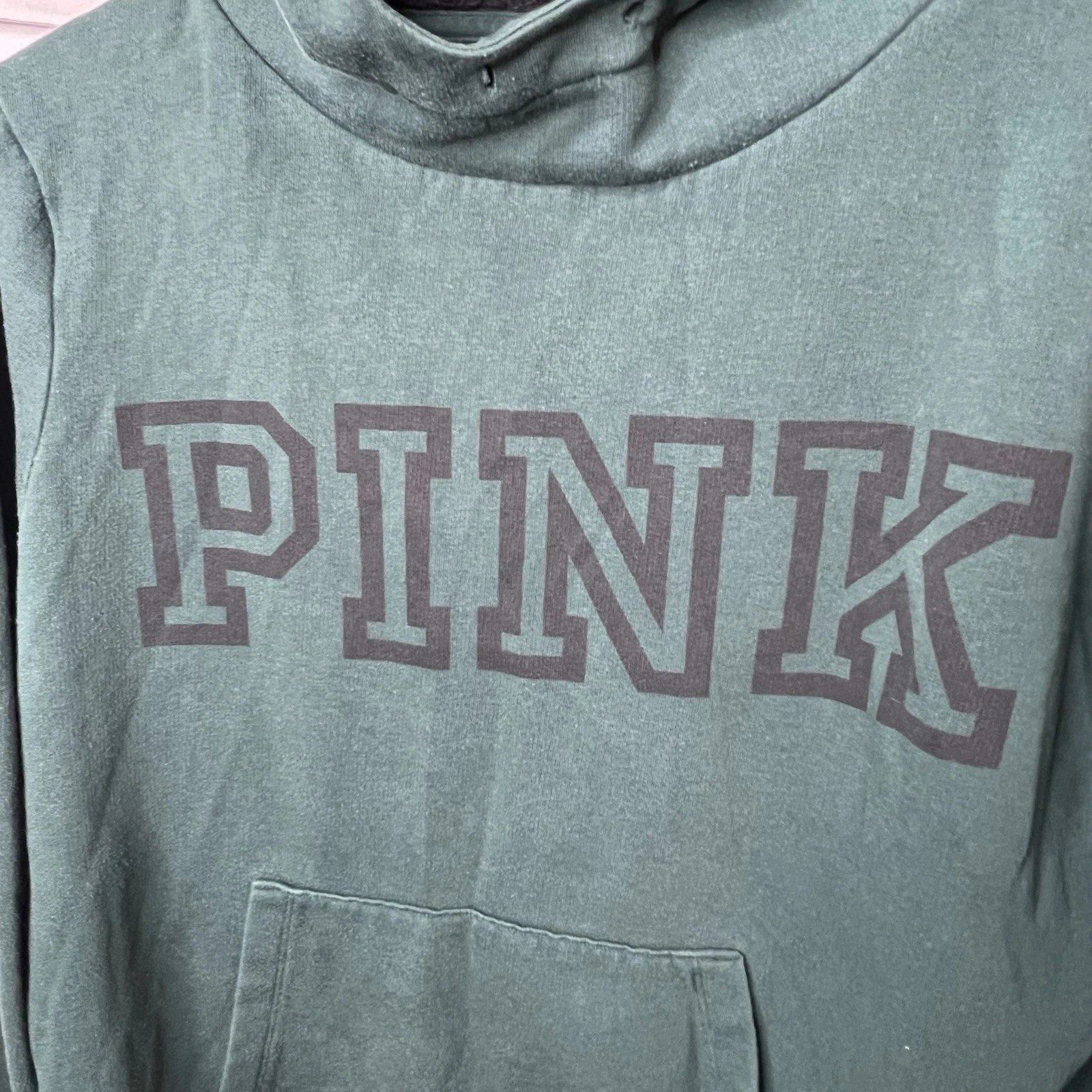 UNDERCOVER Felpa con cappuccio pullover Victoria’s Secret ROSA verde foresta donna taglia large