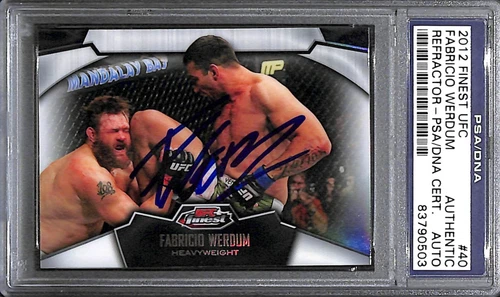Fabricio Werdum Signed 2012 Topps Finest UFC Refractor Cards 40 PSA/DNA COA Auto
