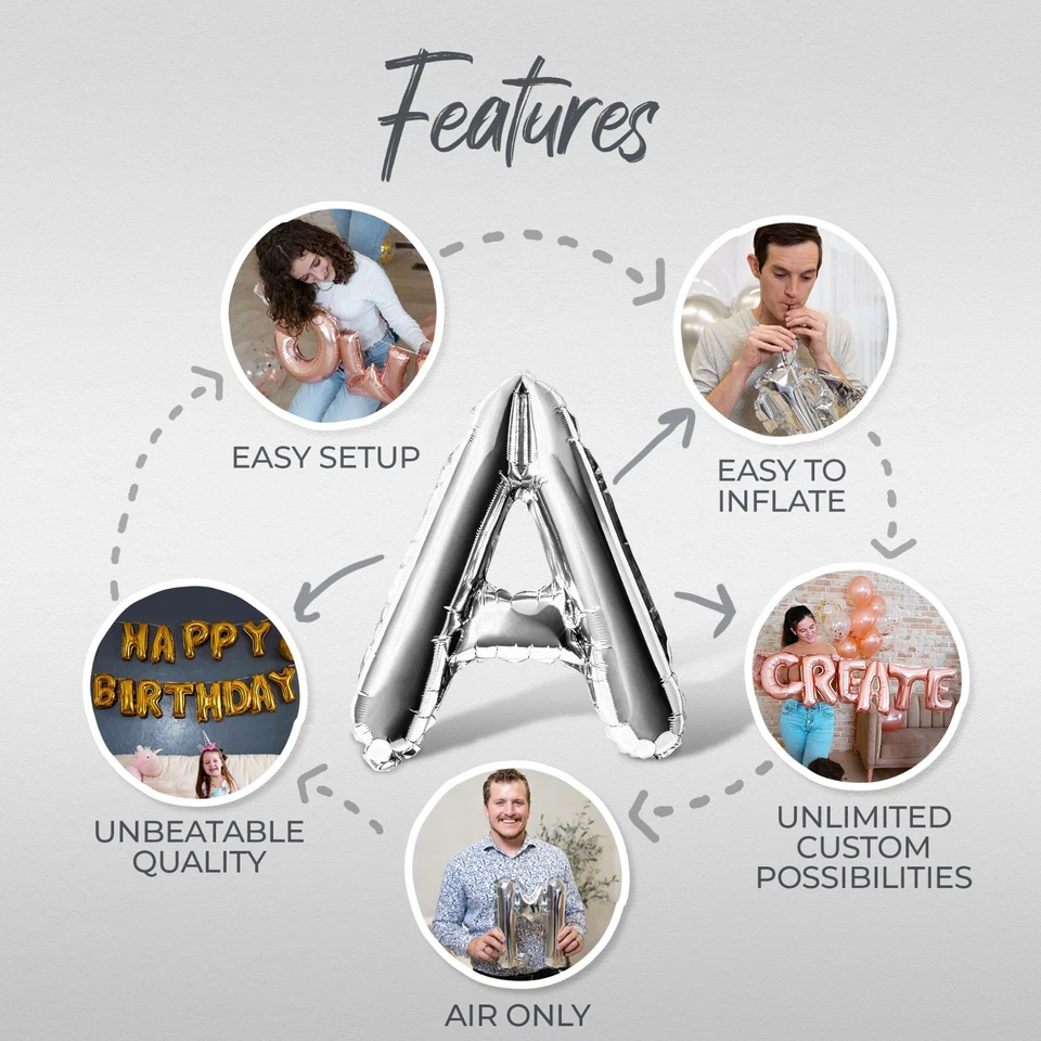 40 AND FEELING FINE Letter Balloons Banner - 40th Birthday Party Decorations - Image 3 of 4