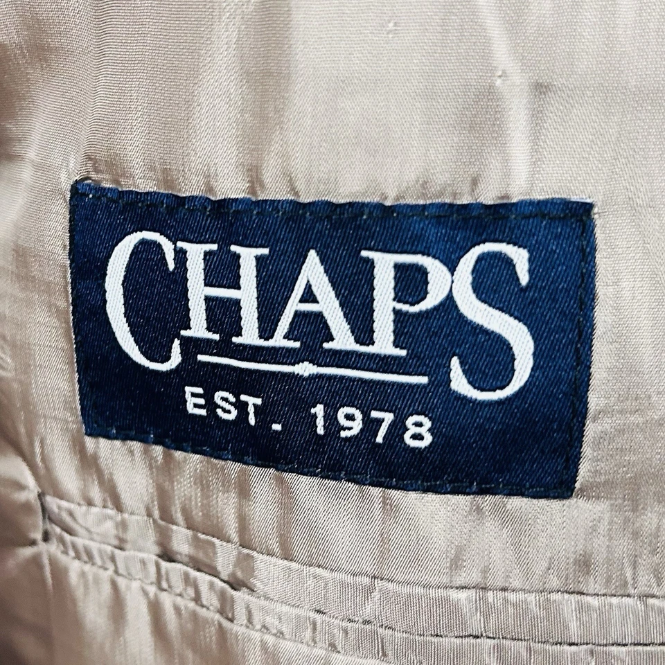 Chaps 42L Sport Coat 100% Wool Gold Glen Plaid Three Button Lined - Image 3 of 4