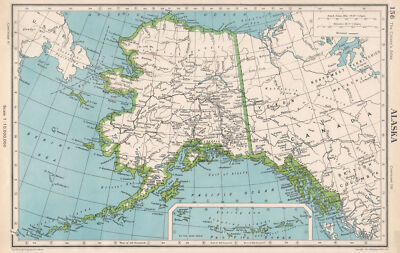 ALASKA. eisenbahnen. Berge. BARTHOLOMÄUS 1952 alte Vintage Karte Plan Chart