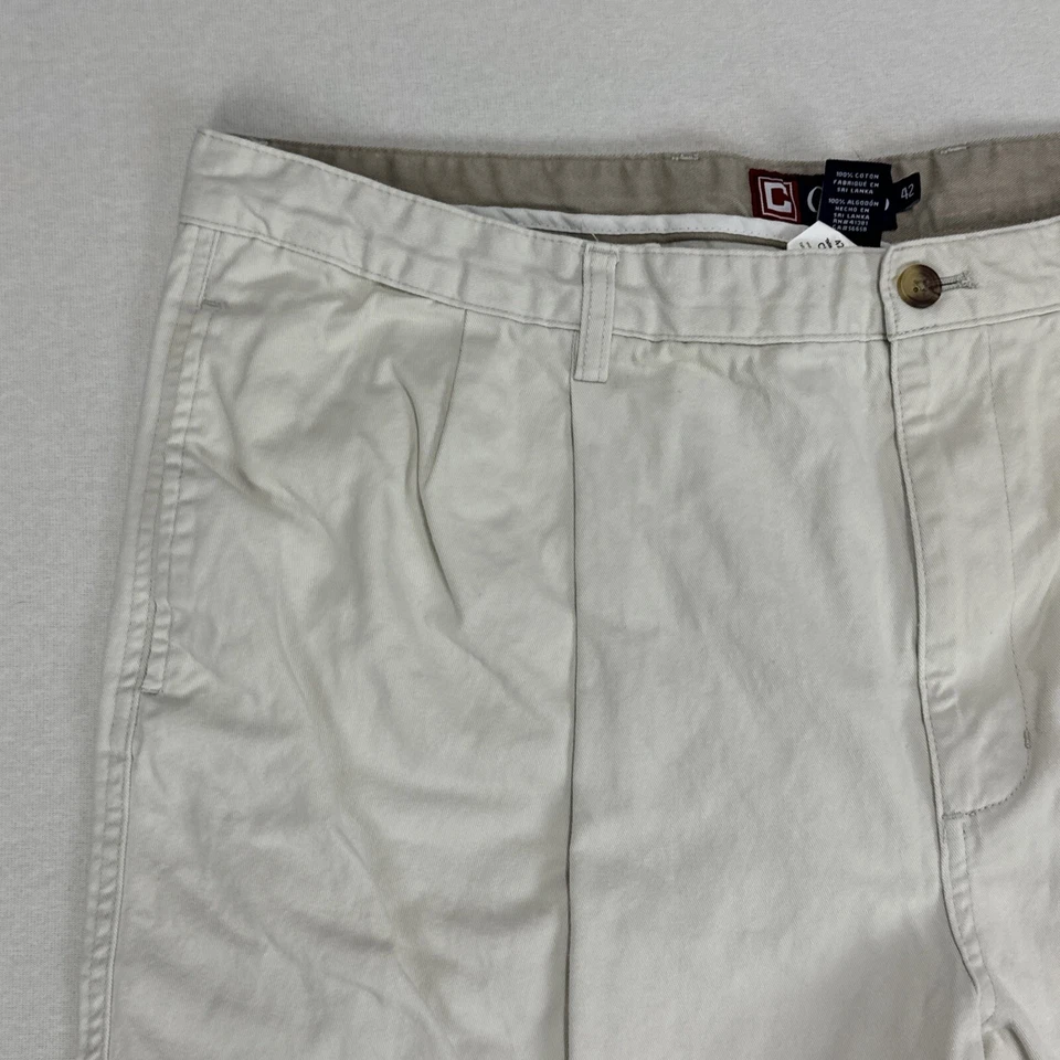 Pantalones Cortos Chinos De Colección CHAPS Para Hombres 42 Marfil Blanco Sarga Algodón Preppy Años 00 Foto 3 de 4