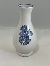 Pfaltzgraff 5 1/4 Tall Flower Bud Vase Vintage Gray Cream Blue USA