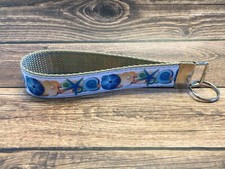 Key Fob Key Chain Holder Wrist Lanyard Hands Free Beach Sea Shell Starfish Sand